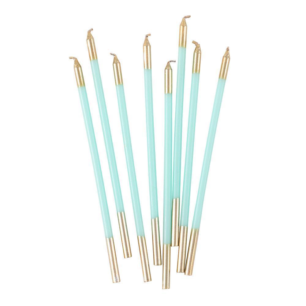 Robin Egg & Gold Birthday Slim Candles